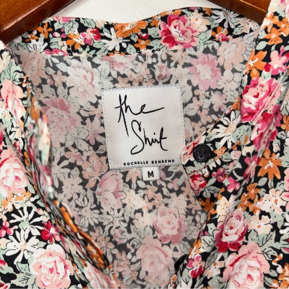 The Shirt By Rochelle Behrens Women's Ruffle Floral Long Sleeve Button Up Shirt - Picture 2 of 13